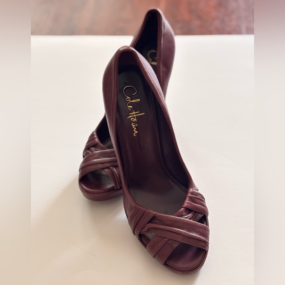 Cole Haan TONYA Nappa Leather Open Toe Women's Platform Pumps Heels Shoes